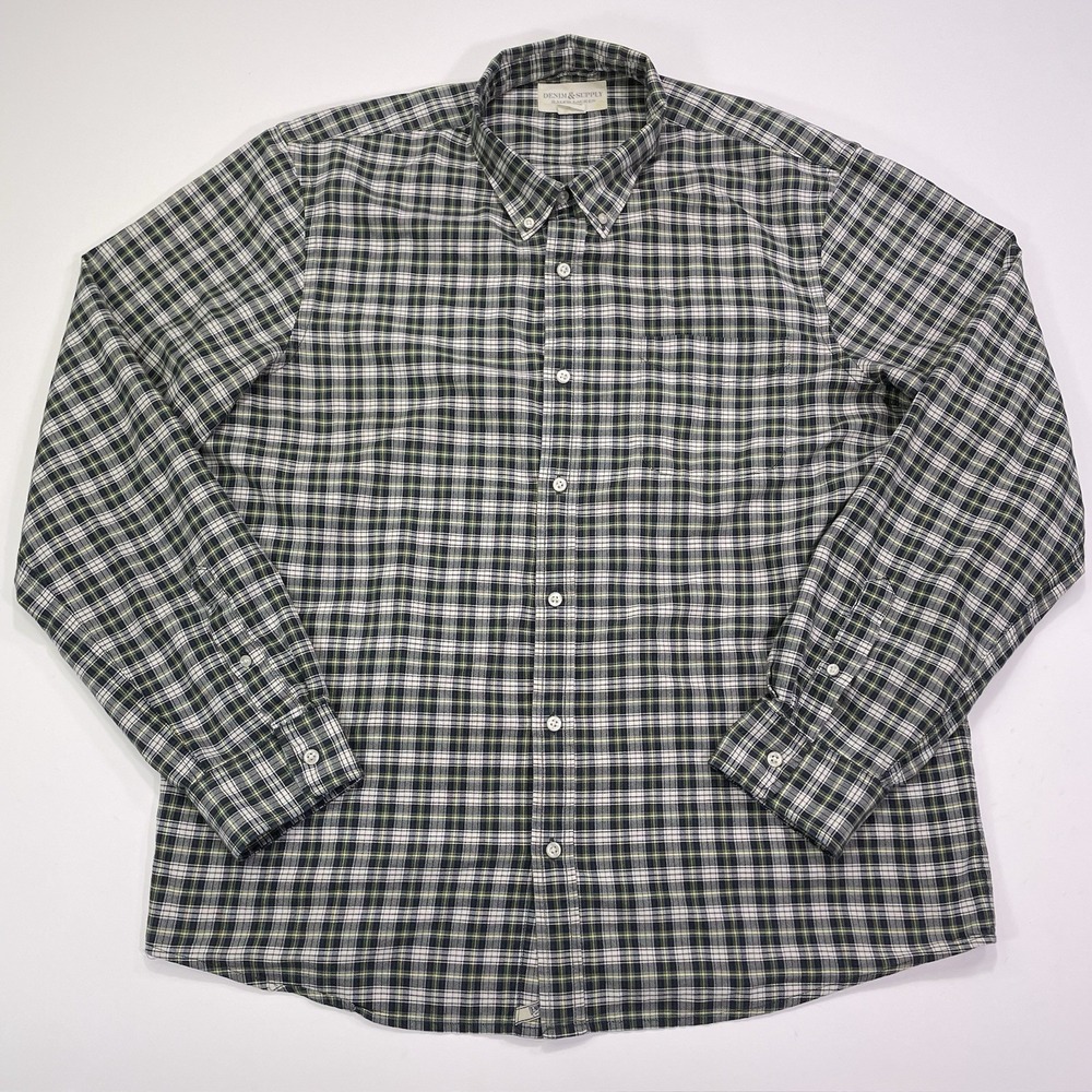 Denim & Supply Ralph Lauren Shirt Mens XXL Blue Green Plaid Flannel Outdoor Prep